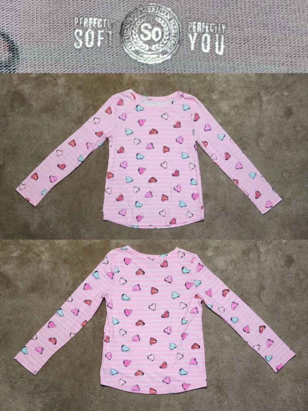 Girls SO Pink Graphic Heart Long Sleeve Tee Sz 12